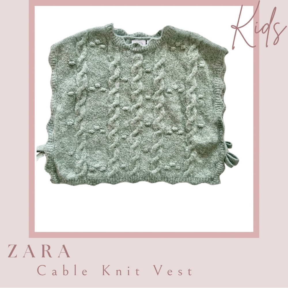 Zara Kids Mint Green Cable Knit Vest
